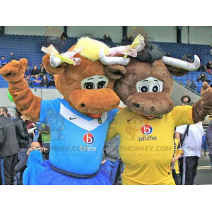2 Brown Cows BIGGYMONKEY™s Mascot - Couple BIGGYMONKEY™ Mascot